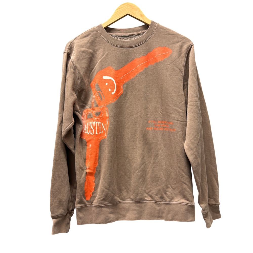 Post Malone Sweatshirt Adult Small Austin 2023 Tour Crew Neck Brown Concert